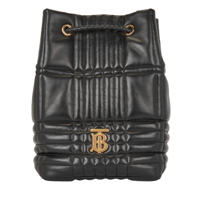 Medium Lola Quilted Backpack, &pound;350, Handbags, Black, Leather, Front view